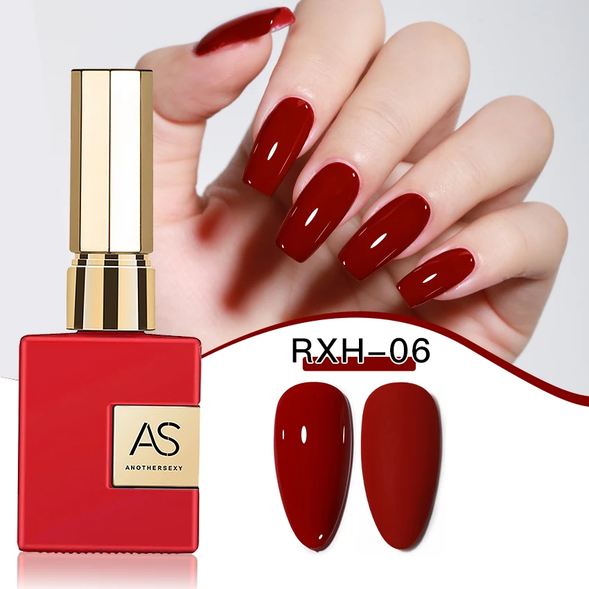 AS 15 ml Gel-Nagellack, nicht im Set, Neujahr, semi-permanent, Hybrid, schwarz, rot, Gel-Nagellack, Valentinstag-Nagelkunst, emaillierter Lack