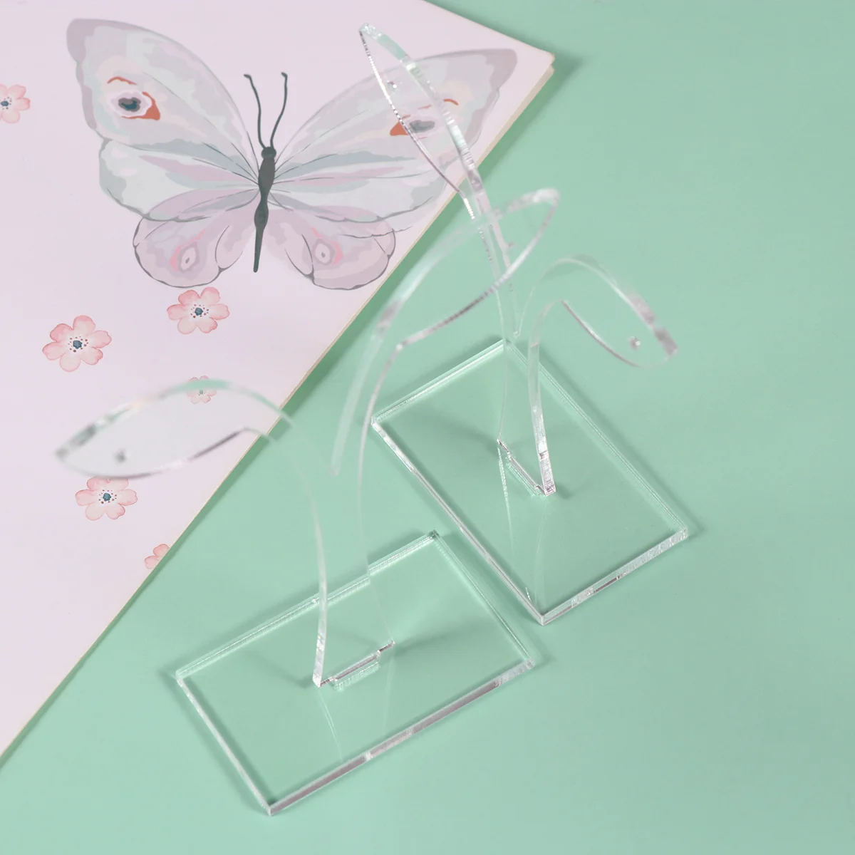 

6pcs 2 Set Leaf Acrylic Earring Display Stand For Studs Jewelry Organizer Home Storage Rack Durable Stylish Disassemblable