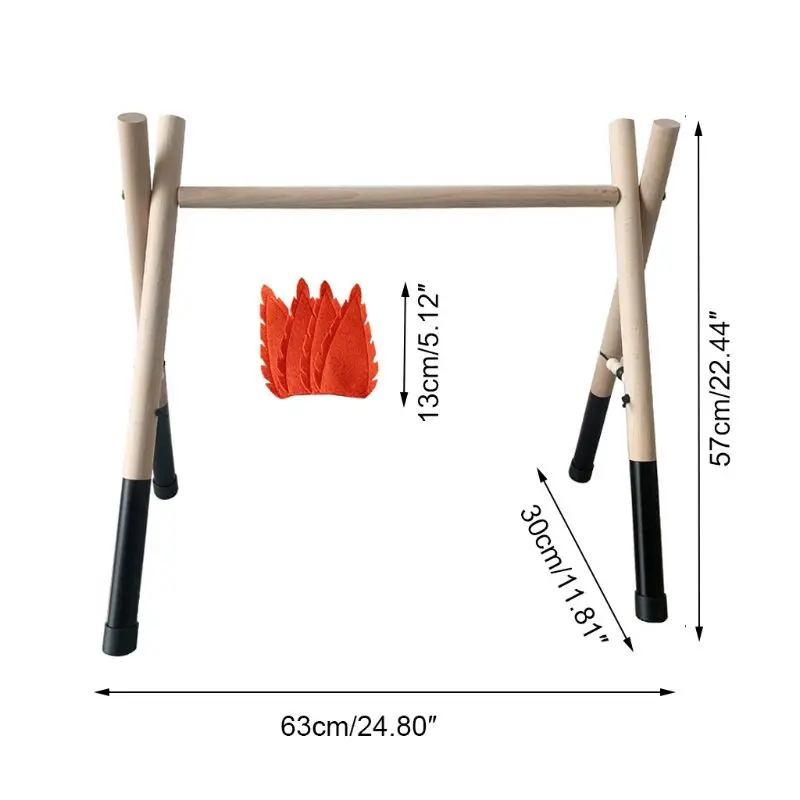 97BE Baby Gym for Play Frame Buik voor Tijd Hangende Bar voor met 4 Houten Rammelaar Baby Kruipen Grijpen Oefening Pasgeboren