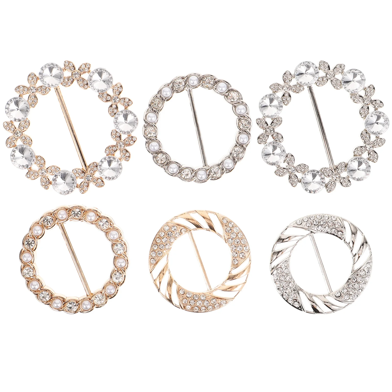 

6Pcs Metal Scarf Buckles Pearl Color Multi-Function Scarf Fasteners Decorative Shirt Clips Daily Use Supplies Shirt Clip