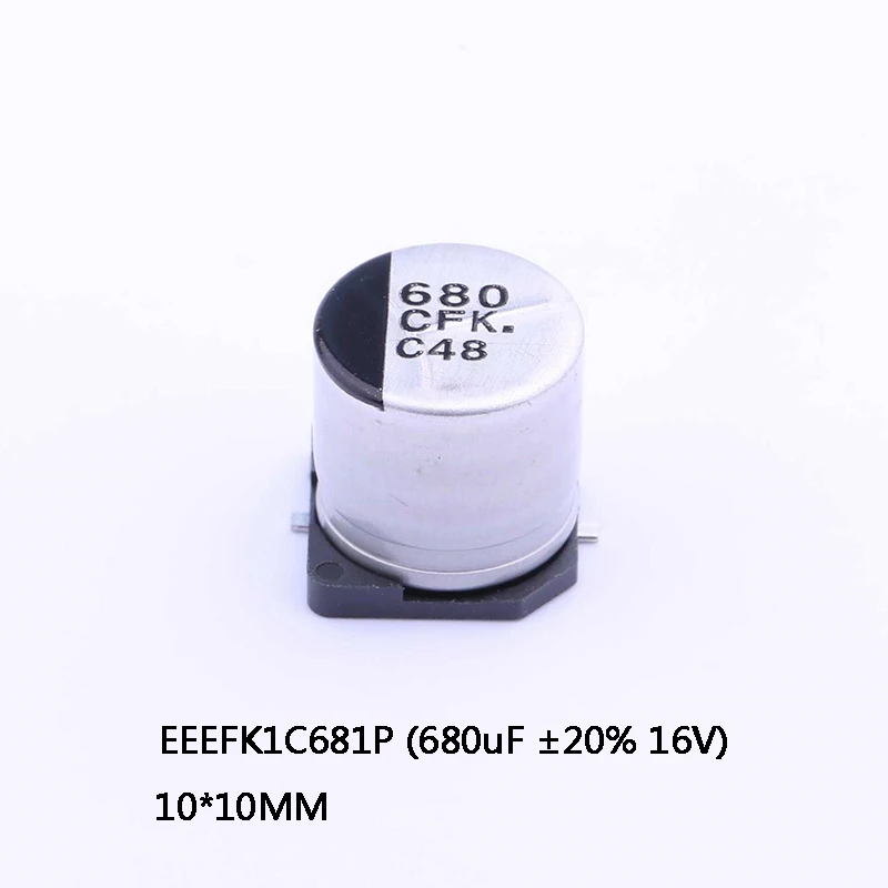 

10-1000 шт. новый оригинальный EEEFK1C681P 680 мкФ ± 20% 16V 10*10 высокая частота низкое сопротивление SMD алюминиевый электролитический конденсатор