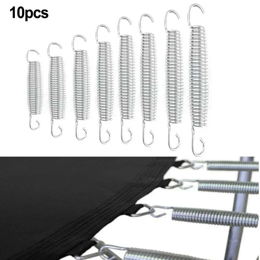 

10 Pcs Trampoline Springs Heavy Duty Galvanized Steel Springs Replacement Kit Pull Spring Hook Waist Drum Bow Accessories Parts