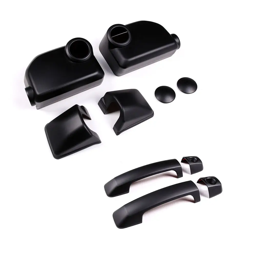new For 2007-2021 Toyota FJ Cruiser Door Handle & Side view Mirror Matt Black Trim Cover Set Car Accessories