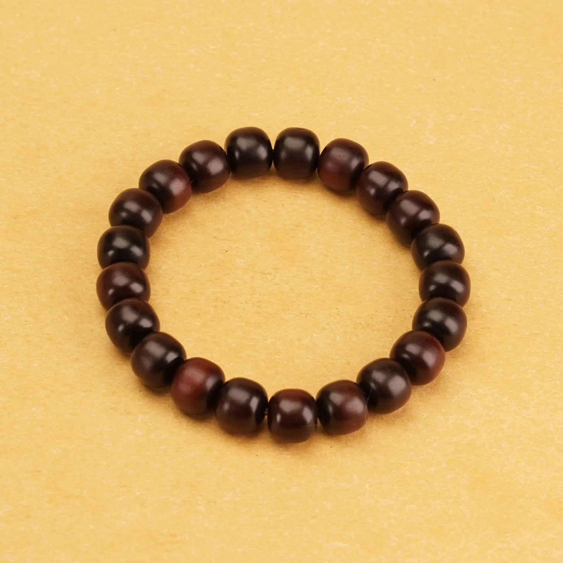 Chinese Style Thunder Struck Jujube Wood Jadeized Barrel Beads Bracelet Lucky Blessing Fortune Attracting Good Luck Prayer Spiri