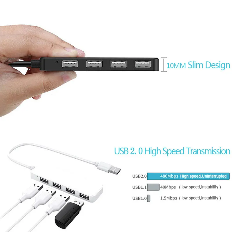 USB 2.0 Hub 4 Port Hub USB Adapter High Speed Splitter Hub for 5V Lighting Accessories Multi Port HUB 4 Port USB 2.0