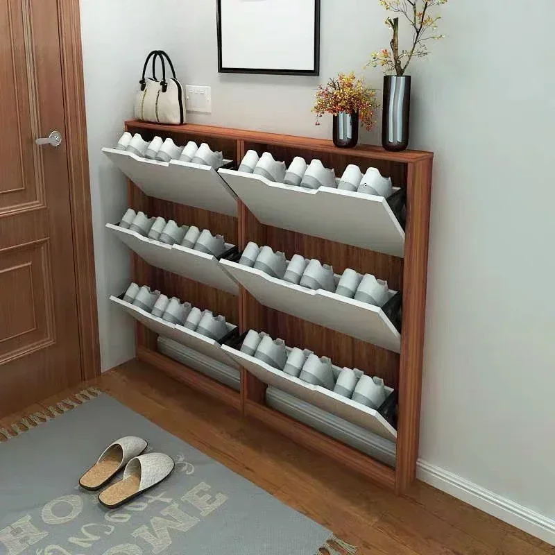 Cabinet with Narrow Shoe Rack Behind The Door, Simple and Modern, Economical Small Apartment, Two Buckets and Three Buckets
