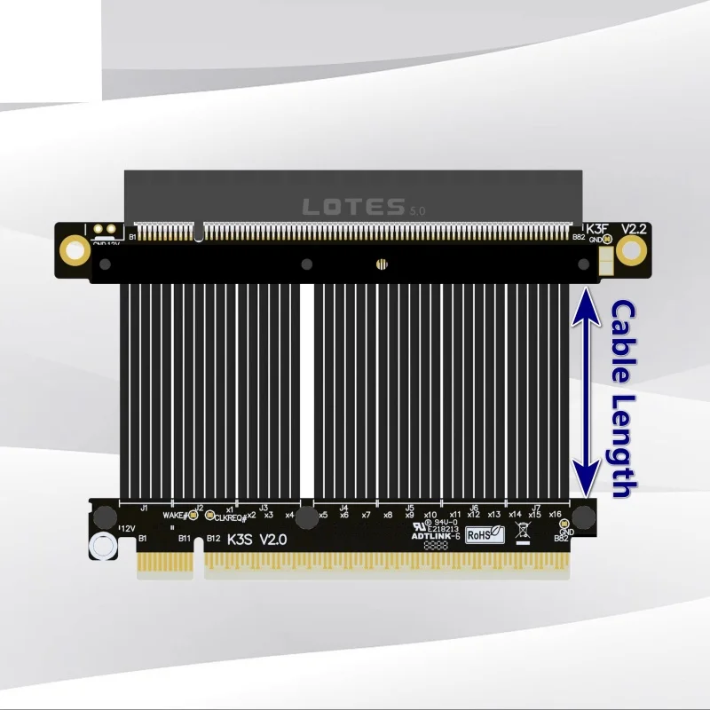 

PCIe 5.0 x16 Gen5 512Gbps High-Speed Lossless Flexible Cable Graphics Card GPU Extension Cable Low-Profile for AMD RX90xx Series
