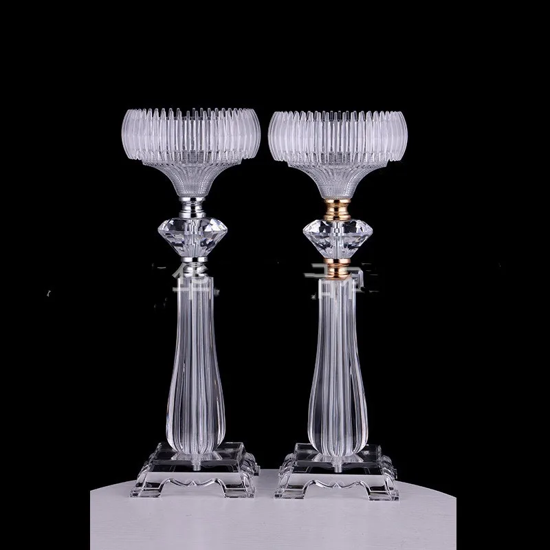 10 Pcs Crystal Vase Flowers Stand  Candlestick Centerpieces Road Lead Candelabra Centerpieces Wedding porps Christmas deco