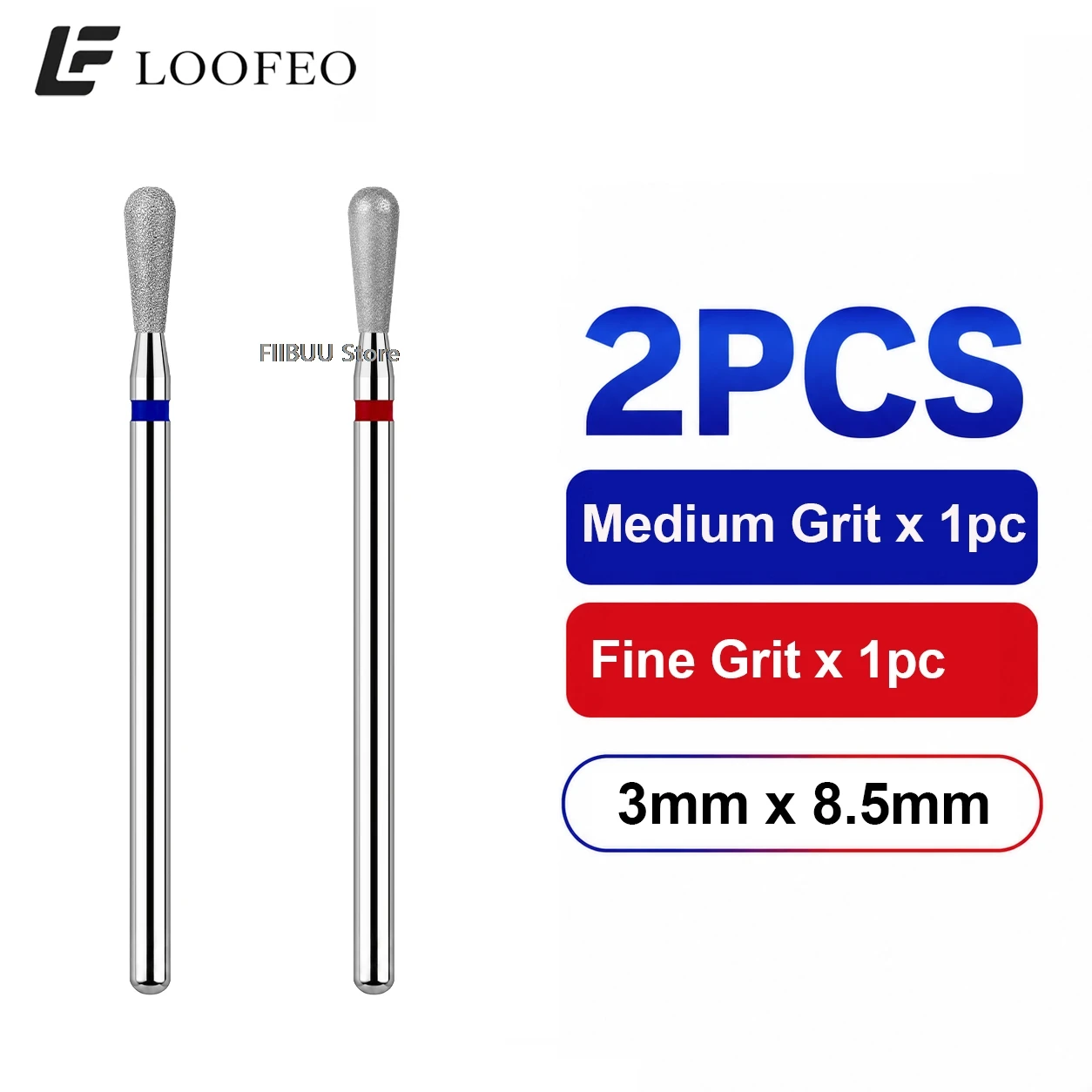 2pcs Diamond E-File Nail Drill Bits Medium Fine Milling Cutter for Manicure Pedicure Nail Bit Removing Dead Skin Cuticle Burrs