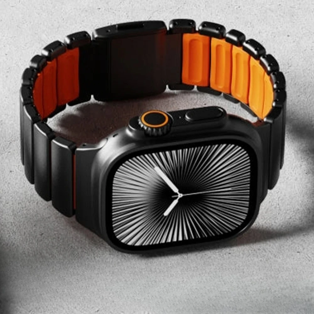 Rubber Strap for Apple Watch Ultra 3 2 49mm 10 11 46mm Magnetic Band for Iwatch 9 8 7 45mm 6 SE 3 44mm