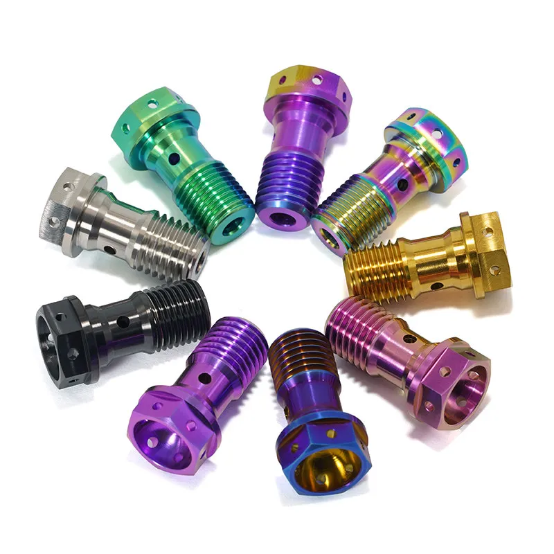Titanium alloy single hole YouTube screw M10 fine tooth 1.0 thick tooth 1.25 motorcycle caliper special YouTube screw