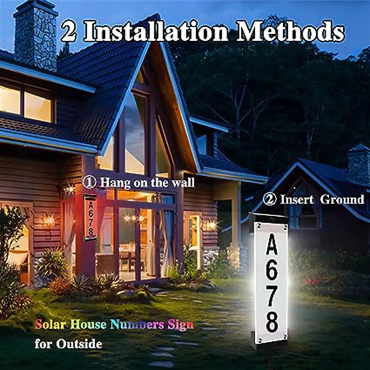 AA19 Outdoor Solar House Number Plate Plug-In Door Plate Light Wall Lamp Digital Waterproof Villa Address Sign Light