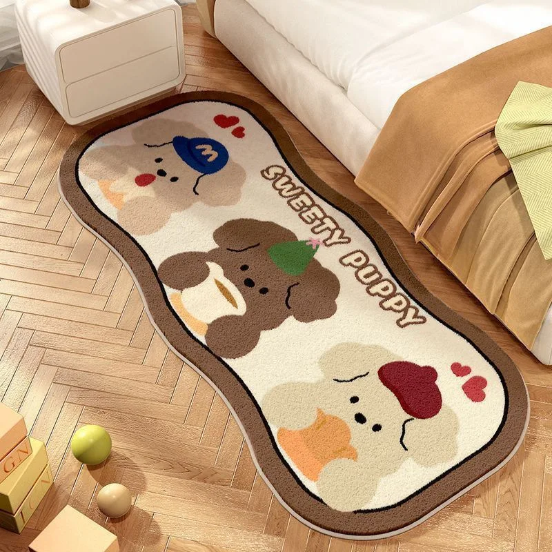 Cute Cartoon Bedroom Rug Fluffy Carpet for Livingroom Kawaii Puppy Bedside Rug for Girl  Room Non-slip Floor Mat Xmas Decor 카페트