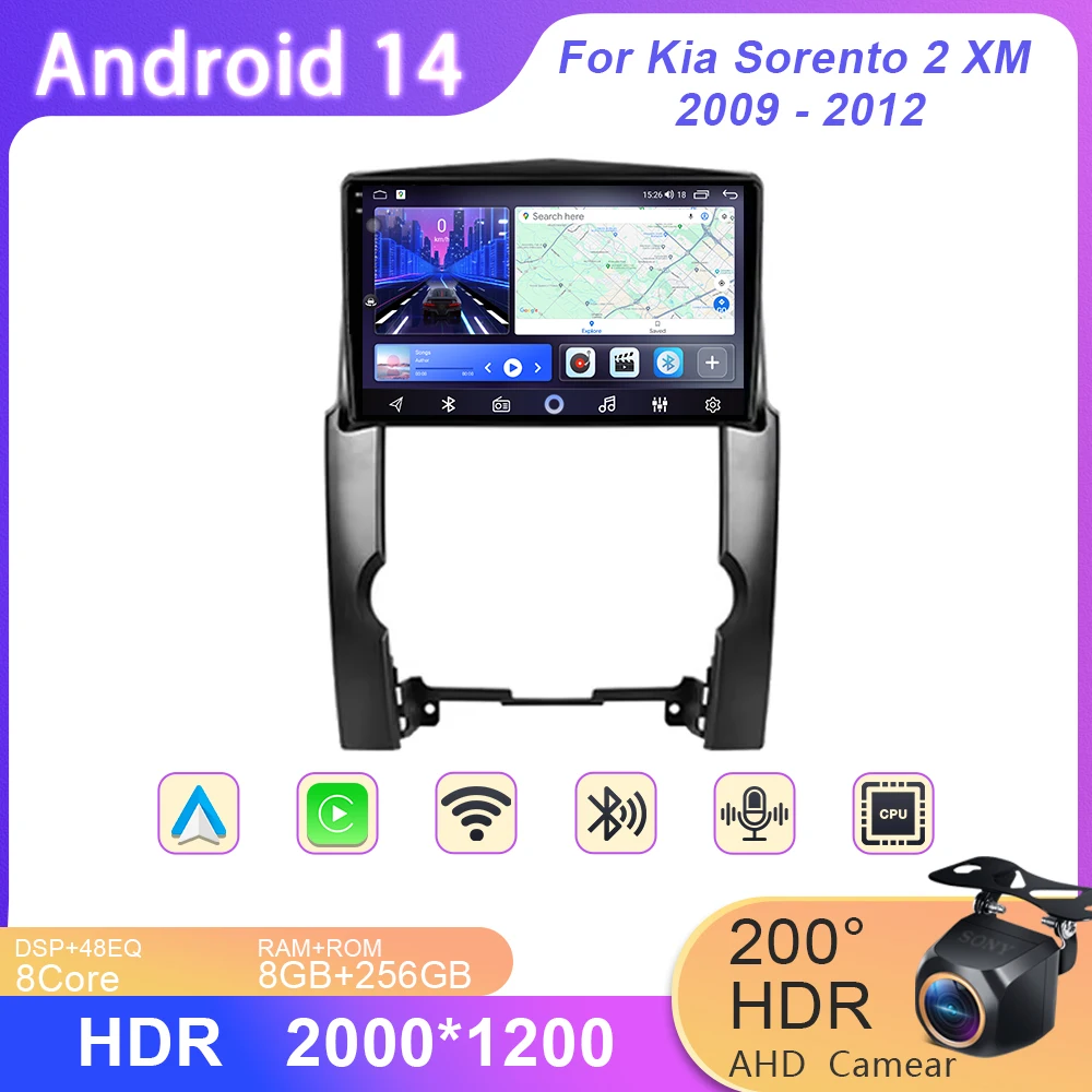 

Android 14 For Kia Sorento 2 XM 2009 - 2012 Car Radio GPS Navigation Stereo Multimedia Video Player Screen QLED 4G WIFI Carplay