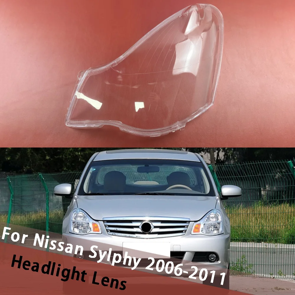 

For Nissan Sylphy 2006~2011 (With Stripes) Car Headlight Shade Headlamp Shell Lampshade Lens Housing Lamp Cover Lampcover