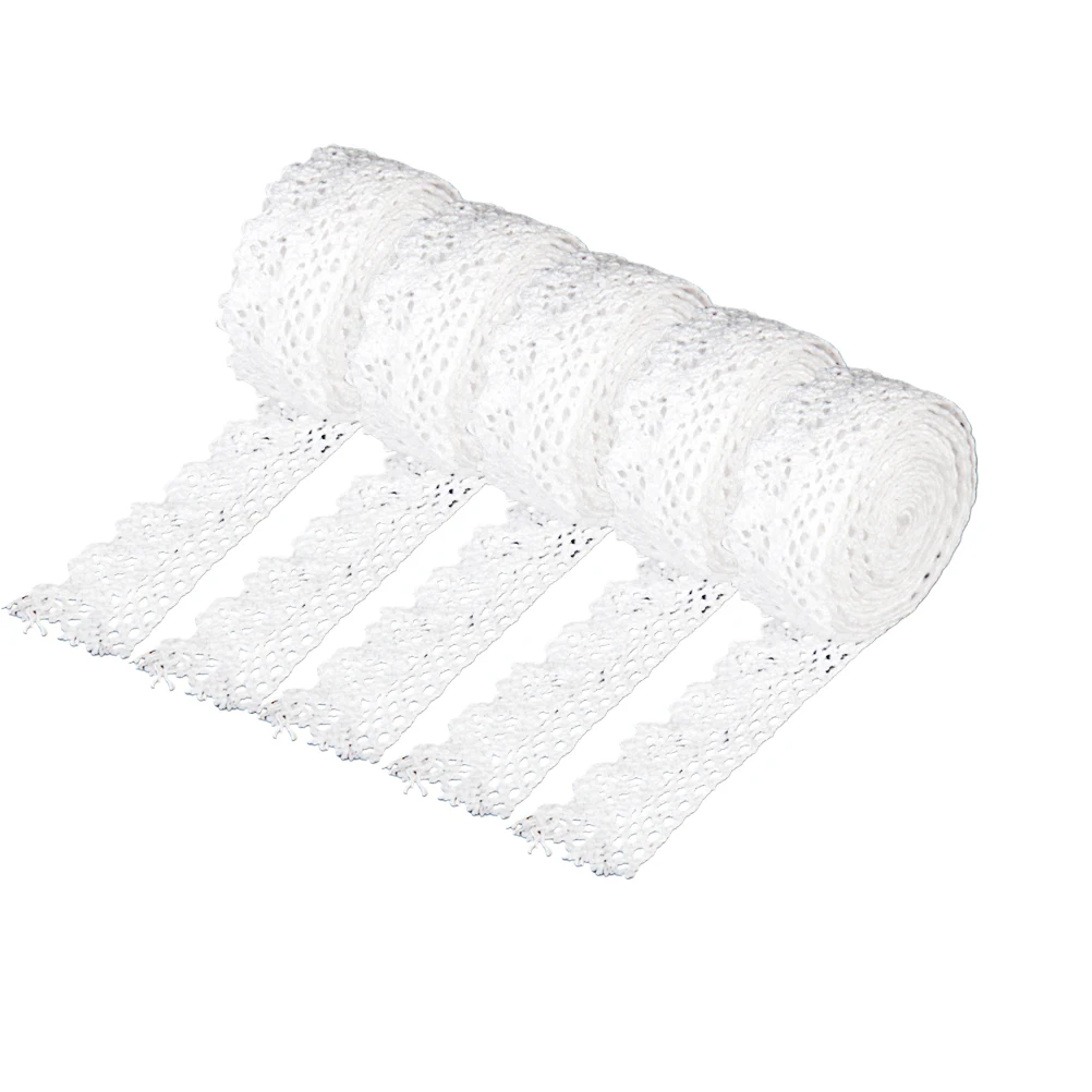 

5 Rolls Lace Accessories Embroidered Eyelet Trim White Ribbon Hairball Decal Hand Crochet Applique Child