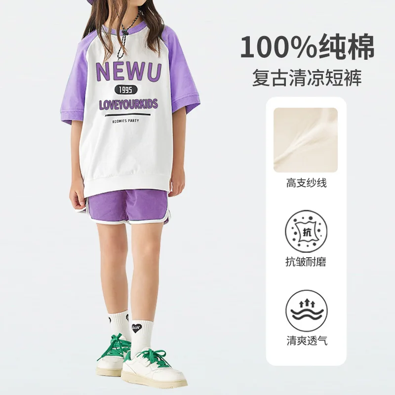 80-140 Cotton Casual sweatpants Summer Girls Boys Shorts Boys Swimming Trunks Candy Color Children's Shorts Kids Beach Clothing