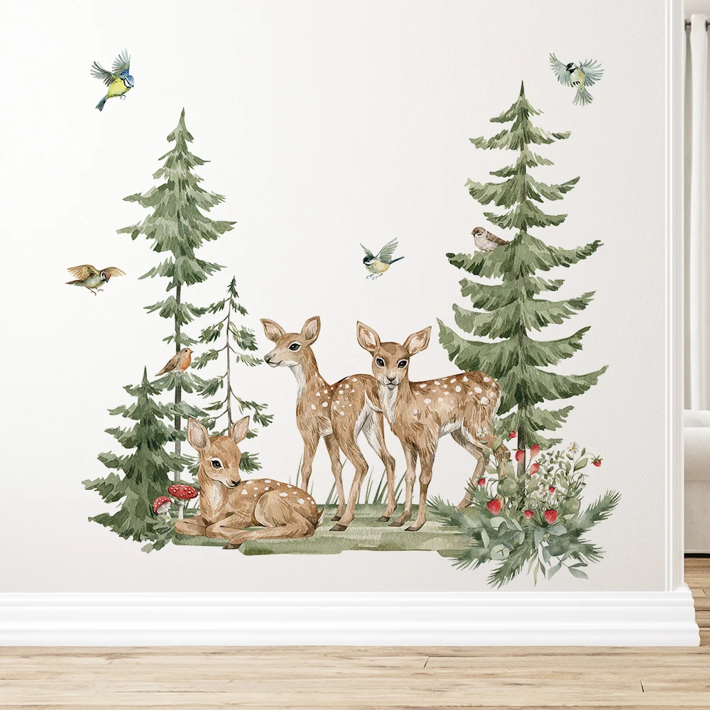 Cartoon Forest Animals Wall Stickers for Living room Bedroom Sofa Backdrop Wall Decor Waterproof pvc Wall Decals Room Decoration