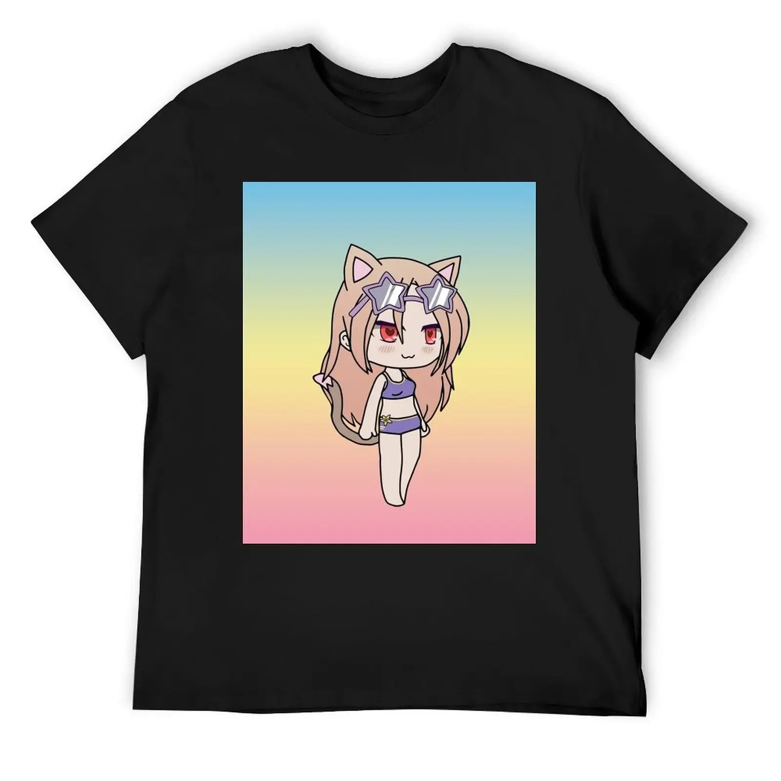 Gacha Life Cute Gacha Neko Girl Karin in swimsuit T-Shirt man t shirt street wear mens plain t shirts