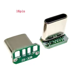 1-10Pcs USB 3.1 Type C Vertical Patch Board 16pin 4 Welding Wire Data Band PCB USB Board Male Head 16P Usb C Connector