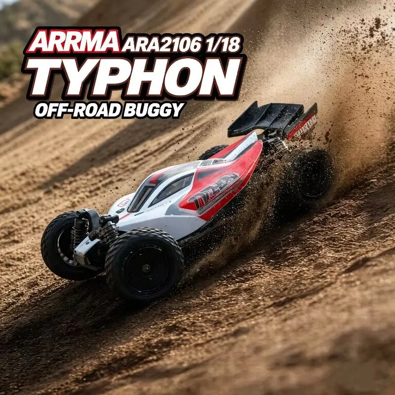Hot ARRMA ARA2106 1/18 Typhoon 2S RTR 2CH Remote Control Brushed 4WD High-Speed Off-Road Vehicle Simulation Electric RC Model