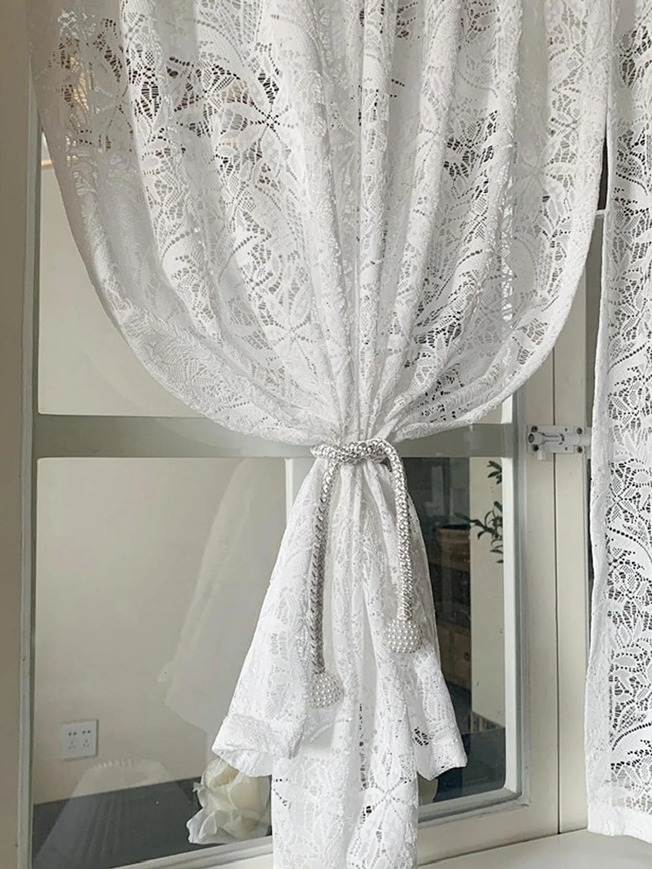 Modern simple French lace window curtain 1PC