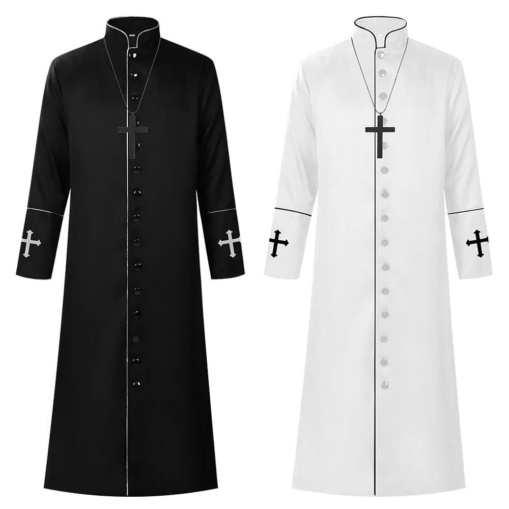 

Halloween Resurrection Priest Godfather Missionary Friar Robe Medieval Clergyman Roman Priest Cosplay Colors Costume for Adult