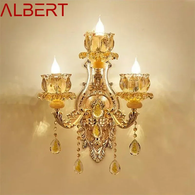 

ALBERT Luxury Crystal Wall Lamp European Living Room Bedroom Bedside Lamp Background Wall Corridor Villa Hotel Lighting