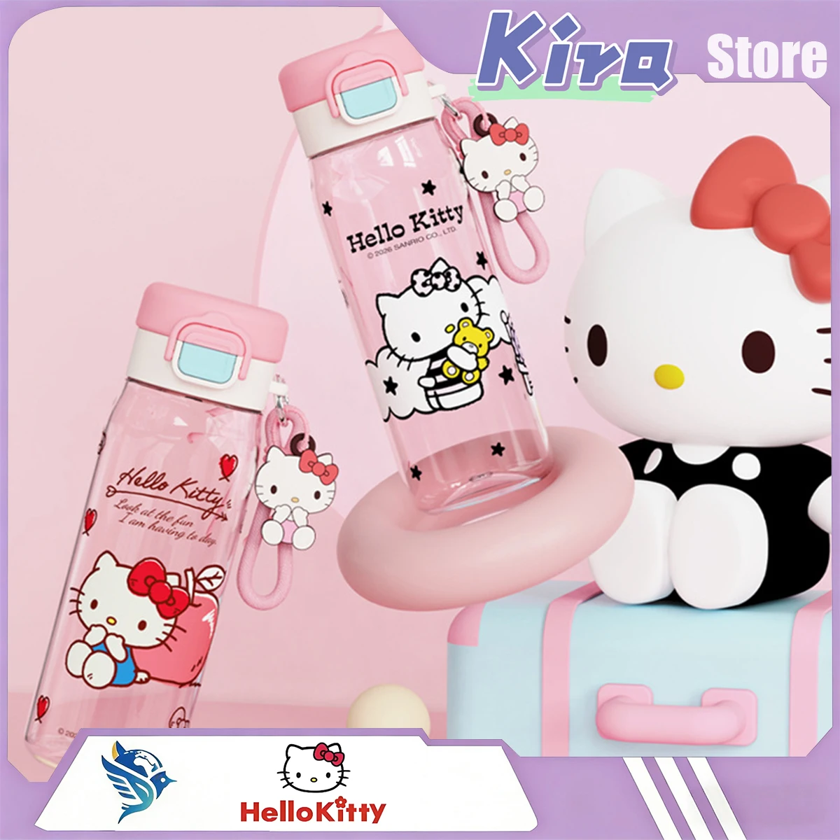 

HELLO KITTY Summer New Style Disposable Plastic Drinking Cup Student Portable Cartoon Sports Water Bottle Girl Student Kawaii