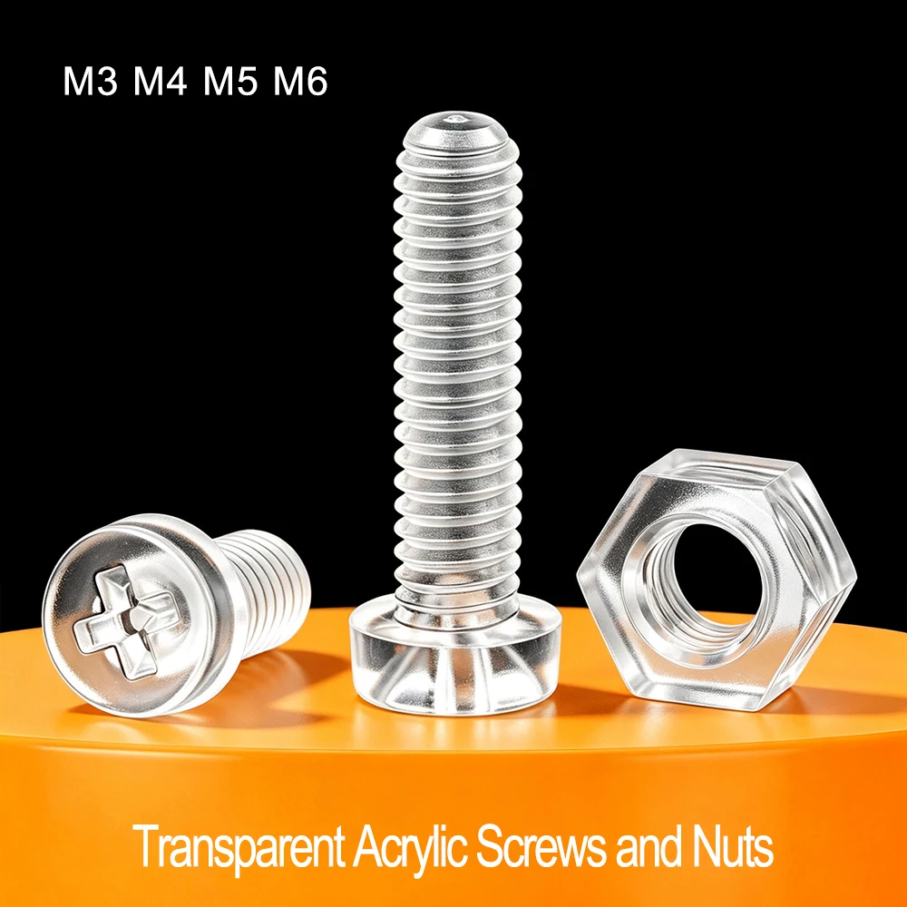 10/20/30PCS PC Transparent Plastic Screw Round Head  Insulated Wear-resistant  Screw Decorative Plastic Nut  M3 M4 M5 M6