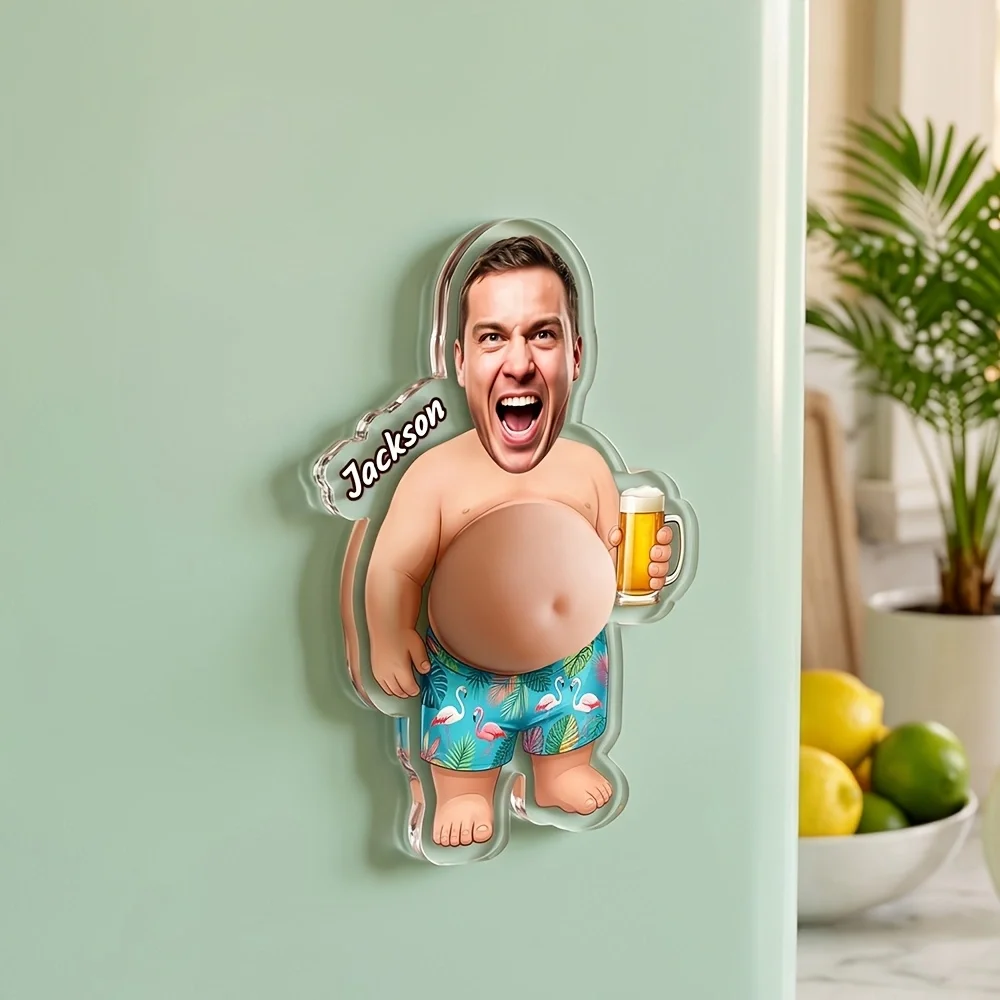Customization beer 3D Belly Pinching Fridge Magnet Custom Face Belly Anti-Collision Acrylic Fridge Magnet,Squeezeable