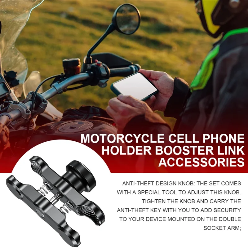 A80X-Motorfiets Fiets Telefoon Beugel Voor 25MM Balhoofd Anti-Diefstal Dubbele Socket Arm Aluminium Mount houder 9CM Klem Arm