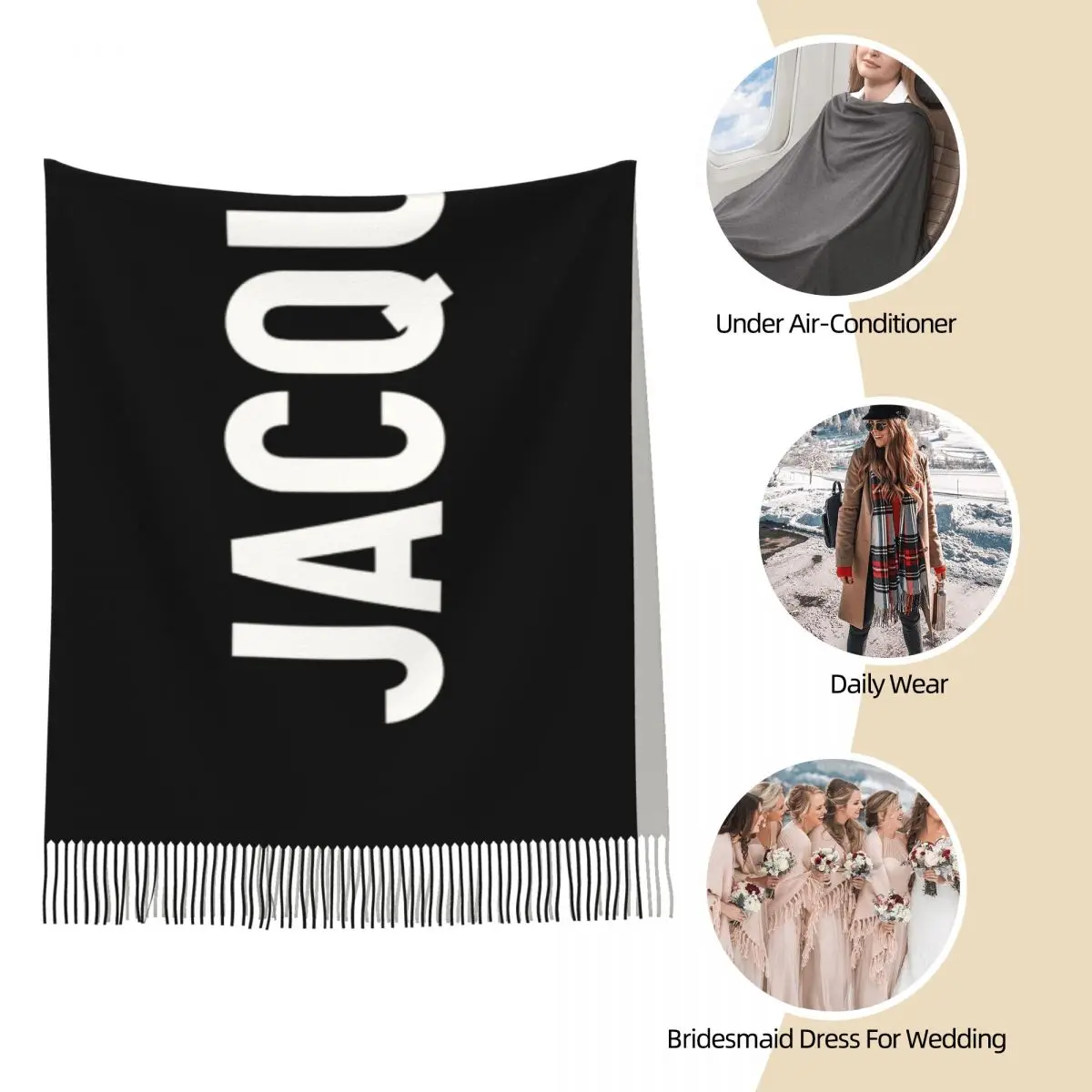 Design Luxury Brand Jacquemu Scarf Shawl Wrap for Women Winter Warm Large Soft Scarf Neckerchief Tassel Scarves