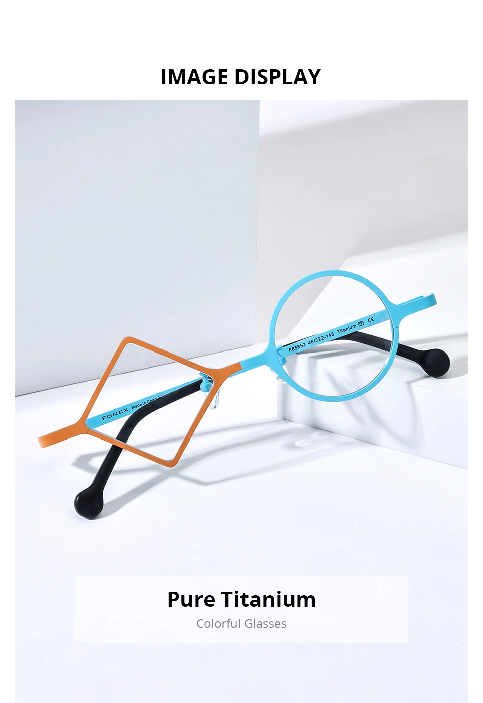 FONEX Reines Titan Brille Rahmen Frauen 2025, Neue Mode Marke Design Unregelmäßige Brillen Männer Ultraleicht Japanische Brillen 85801 – Detail 18