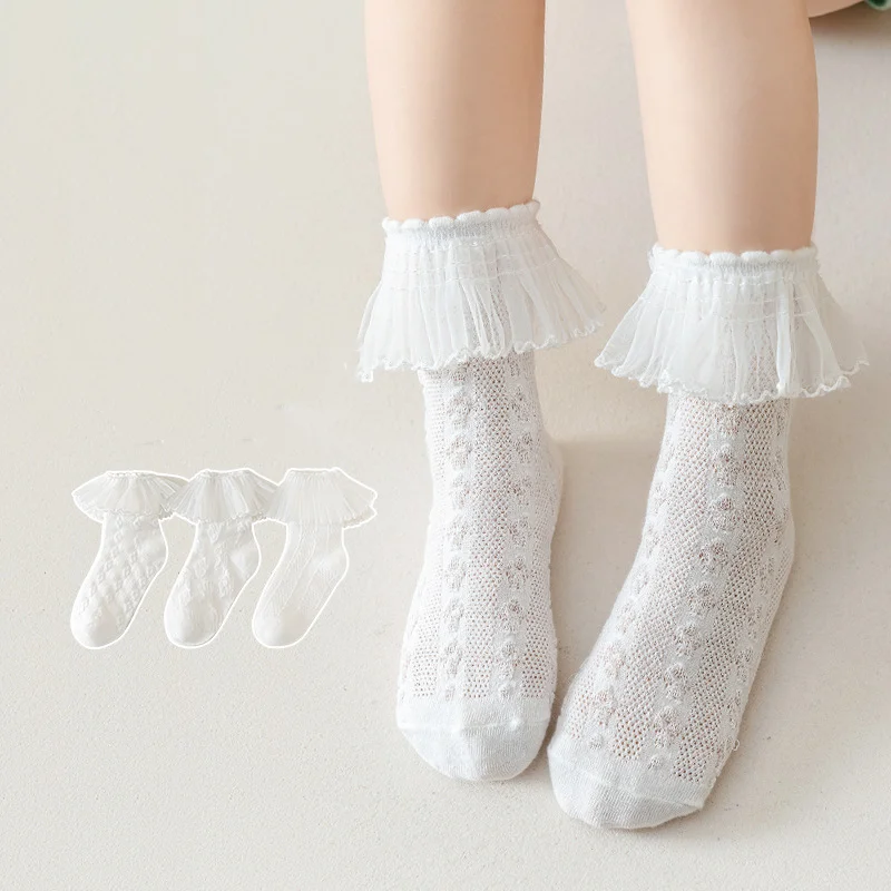 Kids Girls Leg Ruffled Long Socks Cotton Cute Socks Kid Spring Clothing with Lacework Unisex Toddlers Cotton Socks