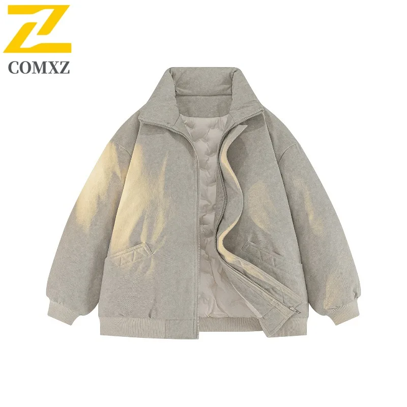 COMXZ High Quality Down Jacket Turndown Collar Windproof Minimalist Work Padded Jacket Business Trip Handsome Men Winter Jacket
