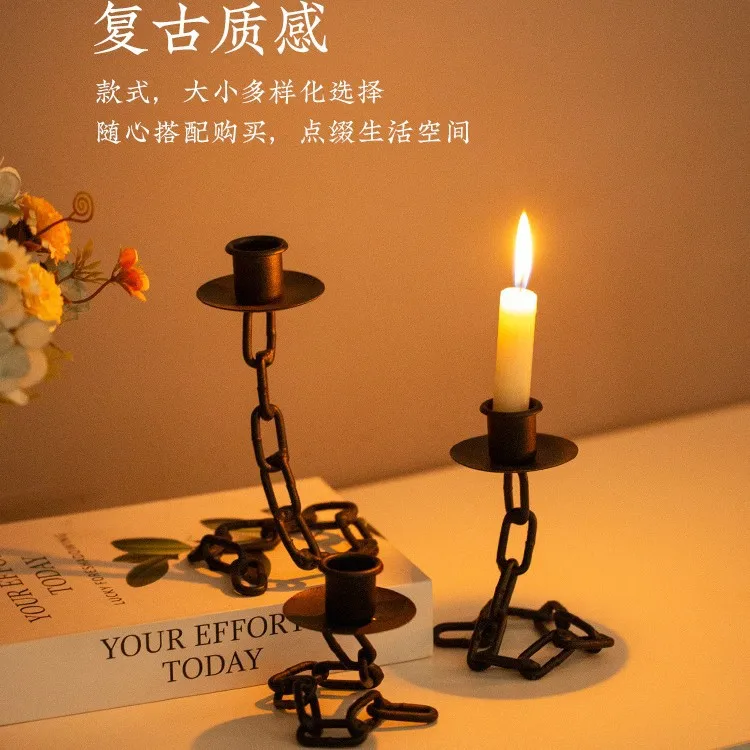 Retro Leopard Pattern Ceramic Candlestick Holder, Irregular Stacked Pillar Candle Stand, Modern Tabletop Home Decoration
