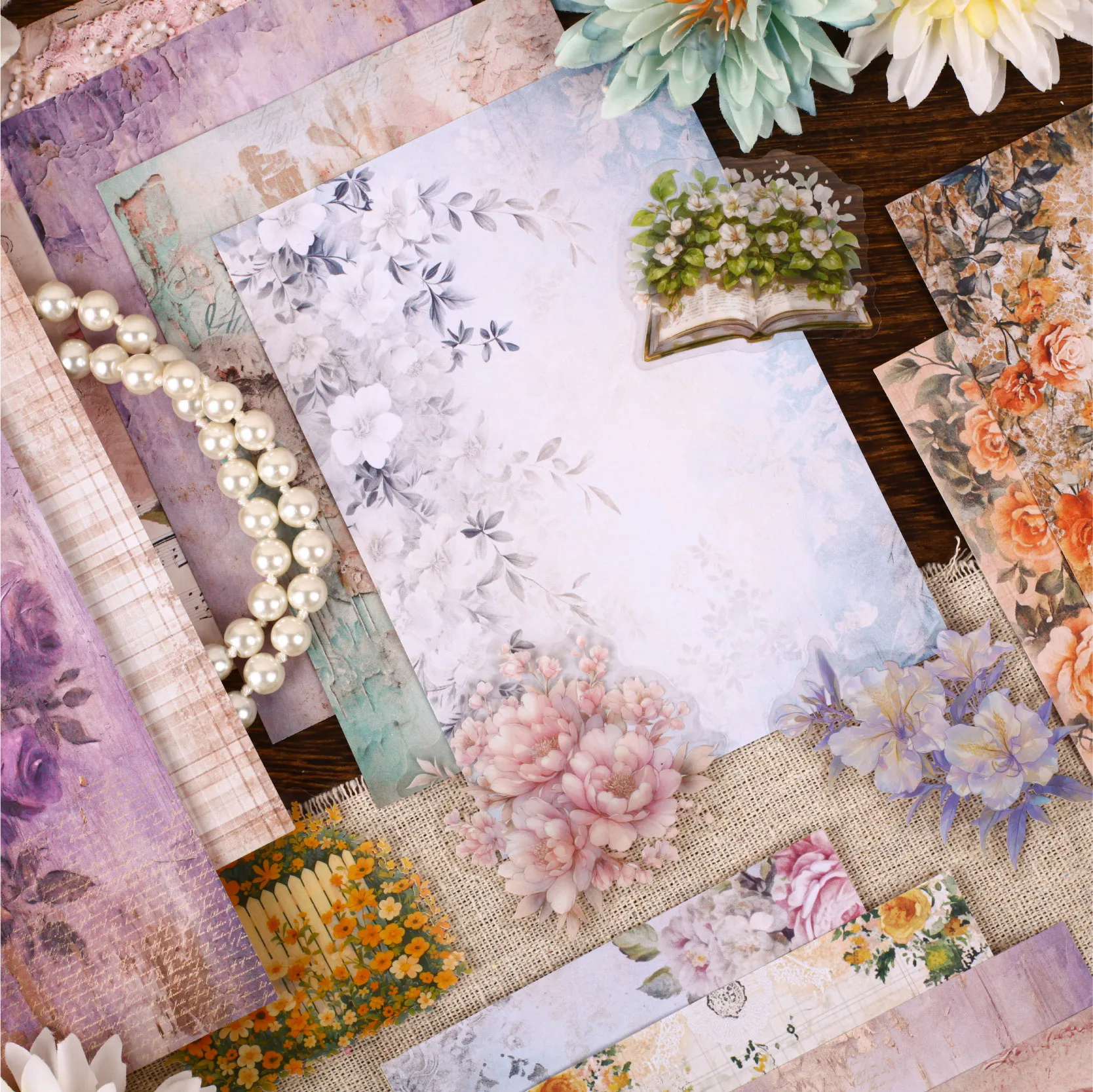 40sheets/lot Memo Pads Material Paper Mengze Junk Journal Scrapbooking Cards Retro Background Decoration Paper