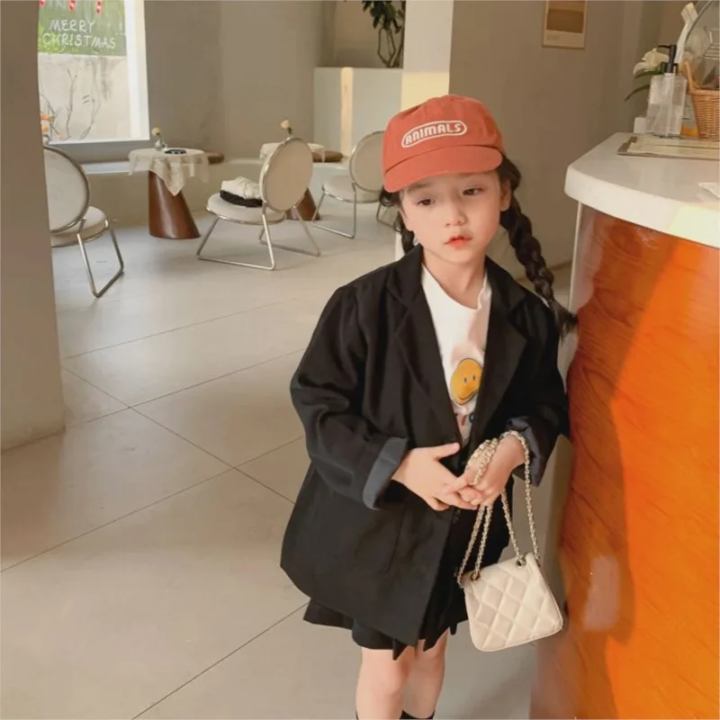 Fashion Baby Girl Suit Jacket Toddle Teen Child loose Formal Coat Solid Color Spring Autumn Coat Baby Outwear Clothes 2-12Y