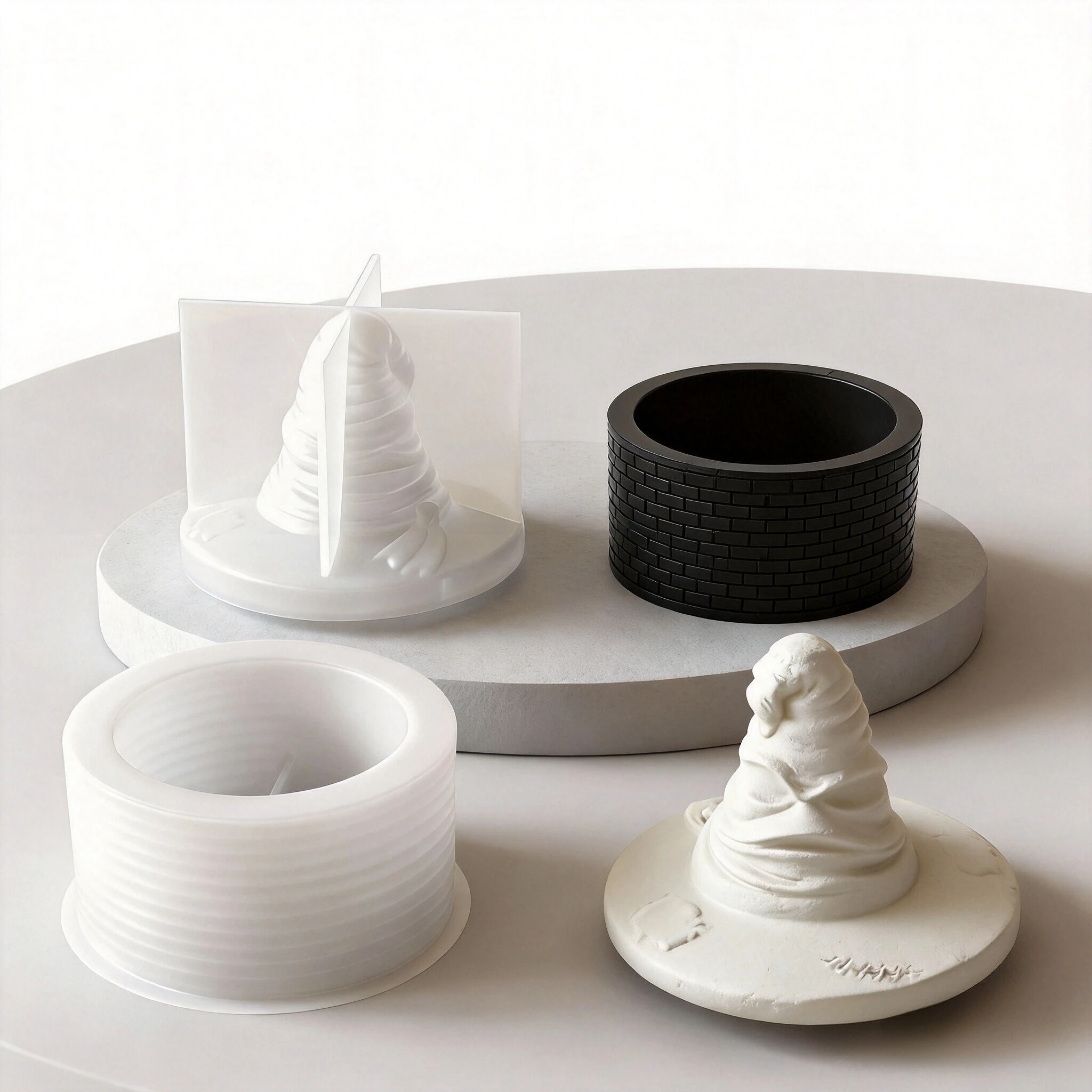 Wizard Hat Mould DIY Plaster Storage Box Silicone Mold Gypsum Cement Resin Checkered Pattern Storage Jar Candle Cup Molds Decor
