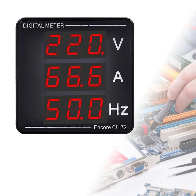 Upgraded Digital Voltmeter Ammeter Panel Voltage Frequency Tester AC50-500V 1-140A Red-Digits Display Easy Installs
