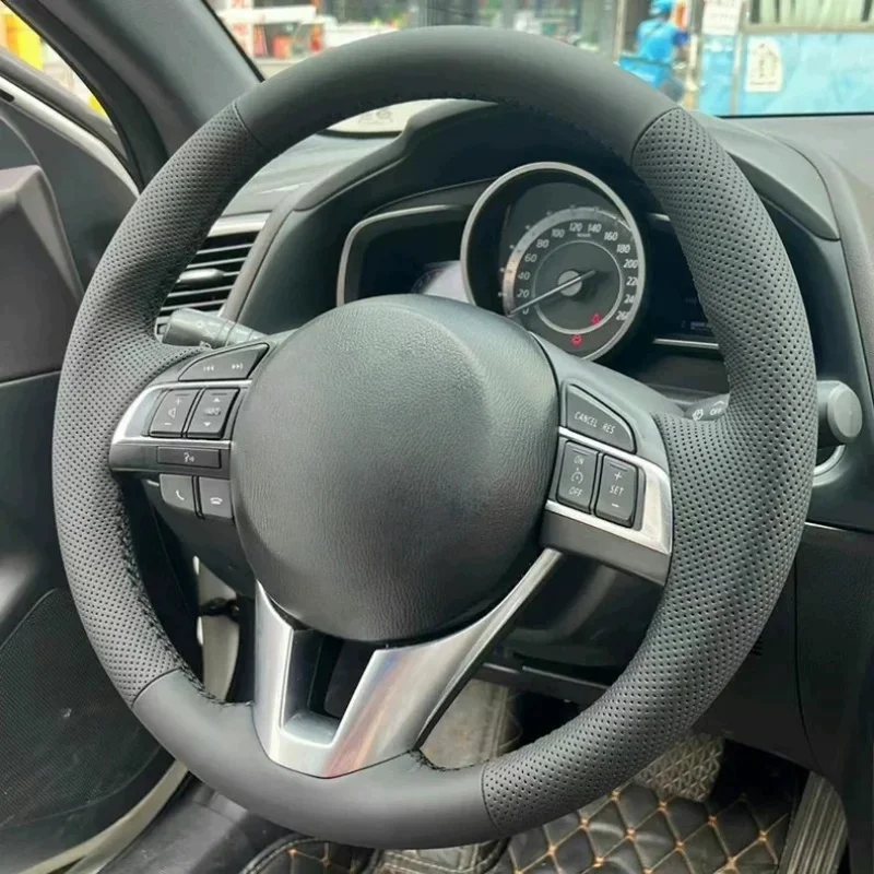 

Hand-Sewn Microfiber Leather Car Steering Wheel CX-2 CX-3 CX-4 CX-5 2014-2016 Accessories Steering Wheel Cover For Mazda CX-8