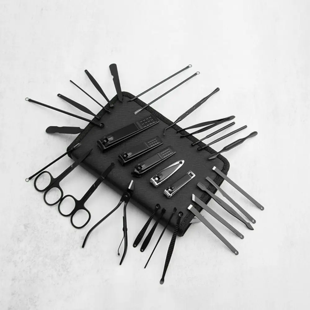 Set manicure in acciaio inossidabile con taglierina per unghie da 32 pezzi con custodia Kit tagliaunghie professionale Kit per toelettatura unghie durevole per la casa