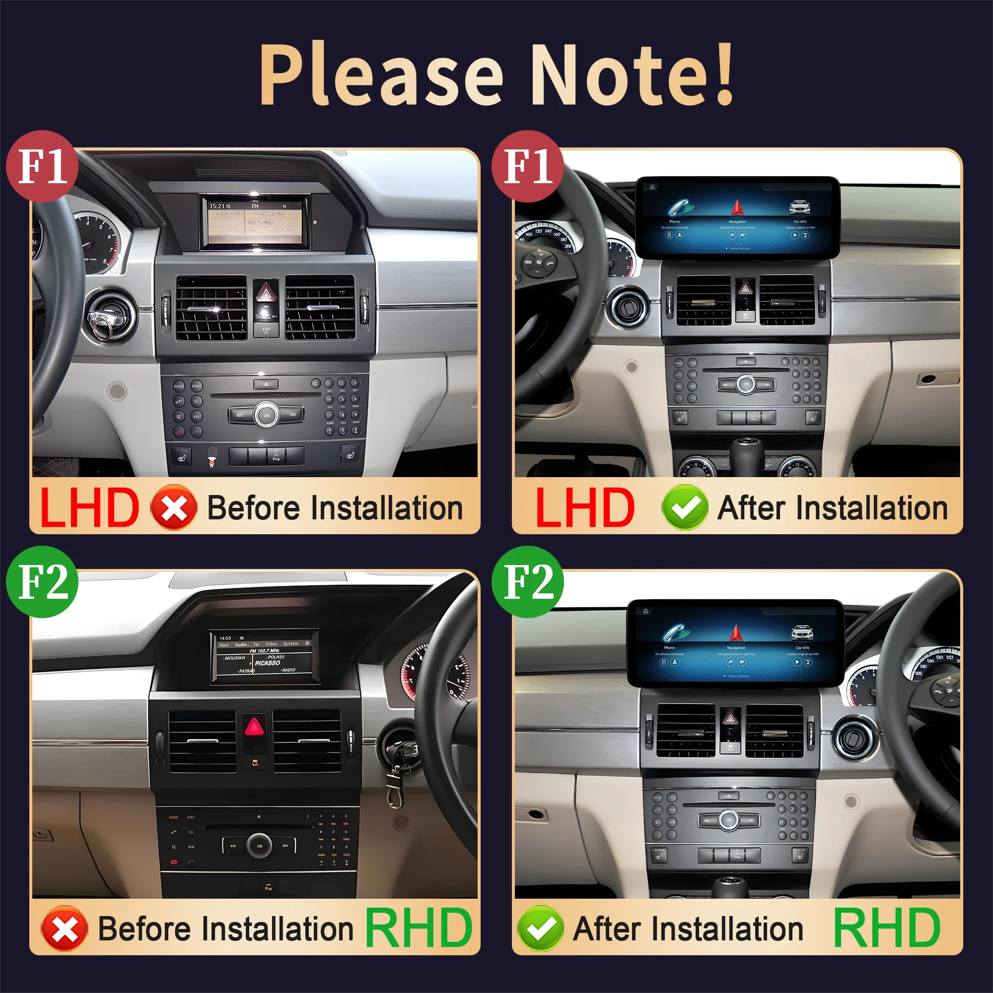 12.3 inch Android 14 Wireless Bluetooth Carplay For Mercedes Benz GLK X204 2009-2012 Touch Screen Car Radio Snapdragon 680