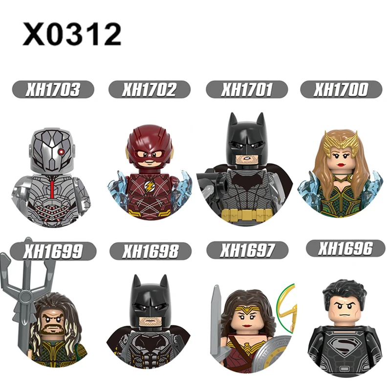 Bloques de construcción de héroe HEROCROSS X0312, figuras de acción de Anime, Batman, Wonder Woman, muñecas, rompecabezas de imágenes, juguete de montaje, ladrillos para niños