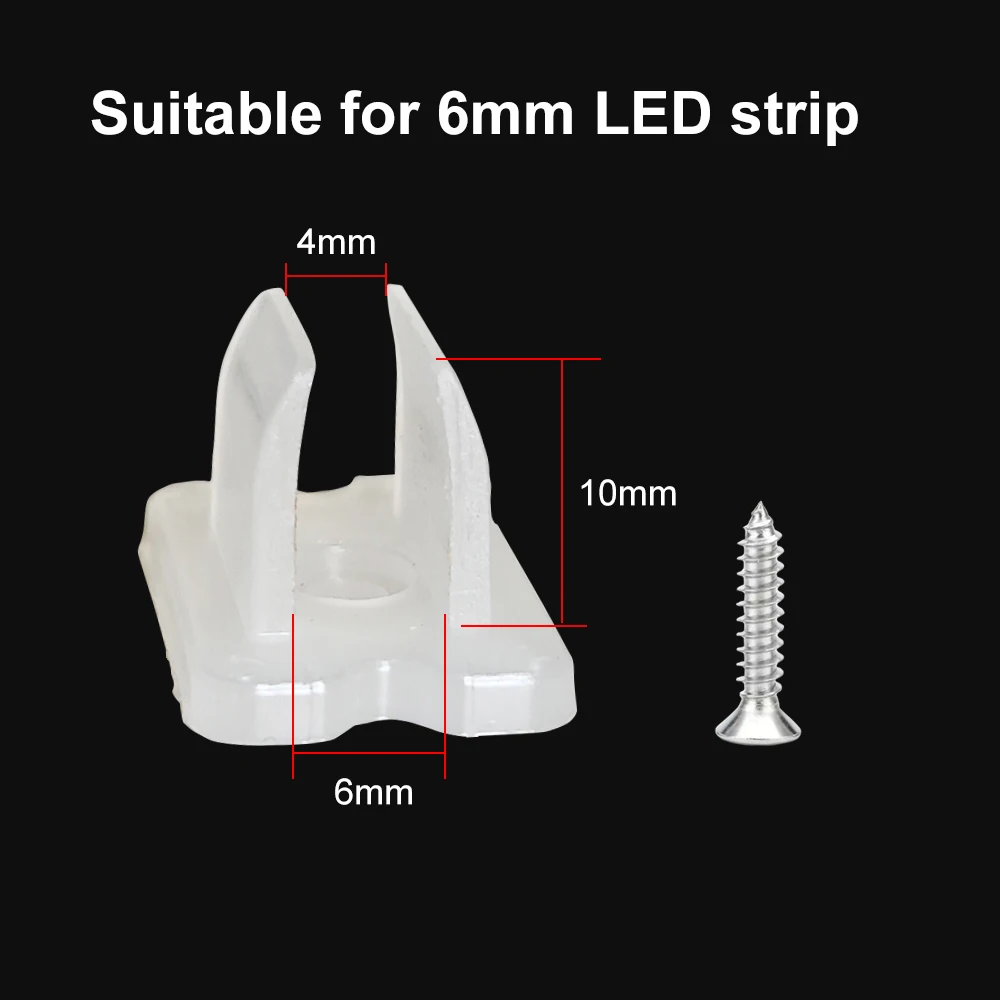 6mm 8mm 12mm 15mm LED Strip Fix Clips Connector With Screws For Fixing 2835 Neon Light/COB Plastic Buckle Flexible Accessories