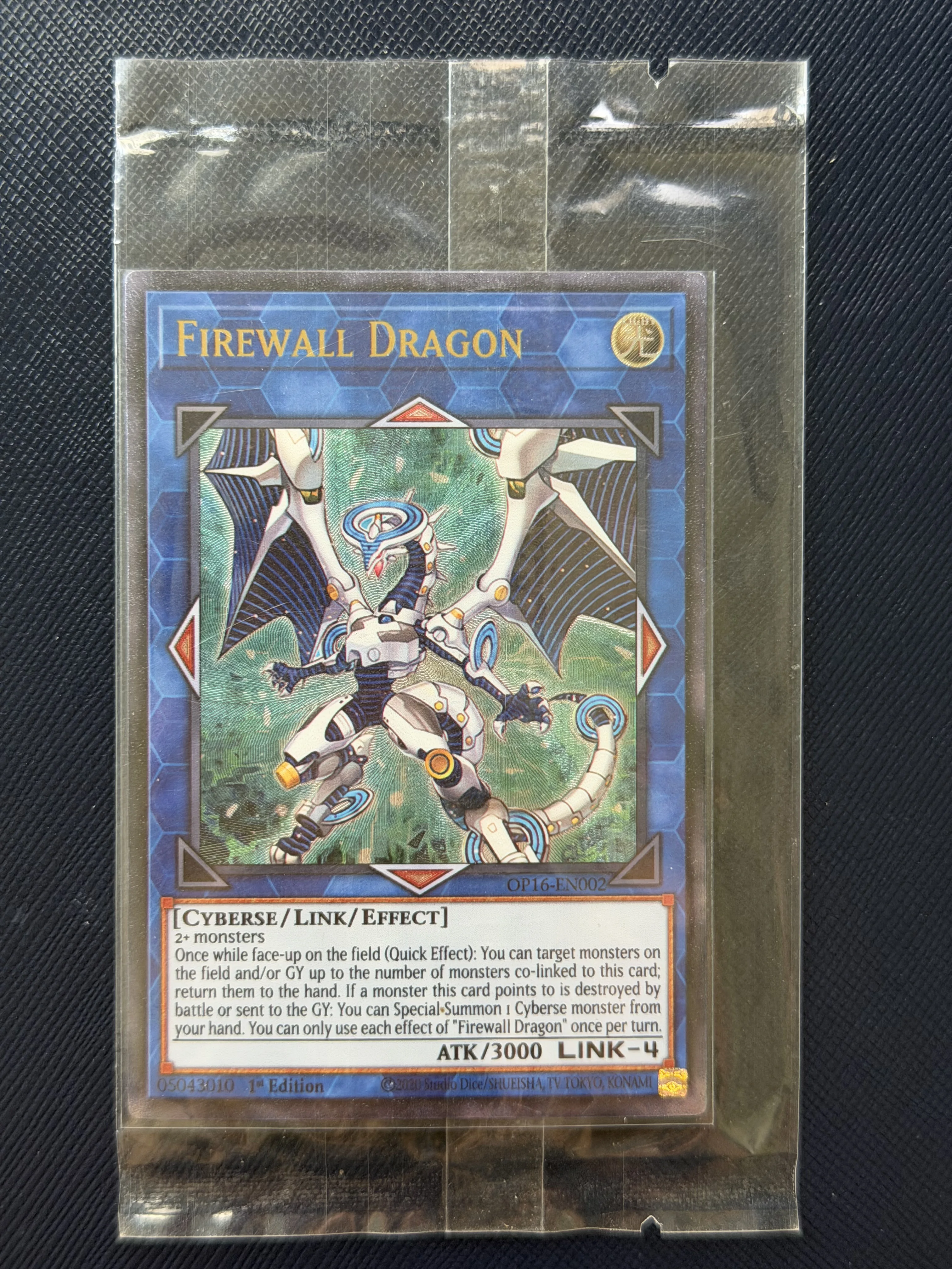

Yu-Gi-Oh! Firewall Dragon OP16-EN002 ULTRA RARE DIY Custom Collectible Trading Card For TCG Collection Display (Not Original)