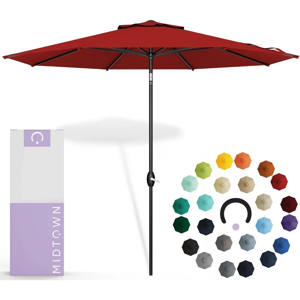 

Sunbrella Umbrella 10 Feet Large Outdoor Umbrella With Sunbrella Red Acrylic Fabric - Auto-Tilt Aluminum Frame Large Patio Umbr