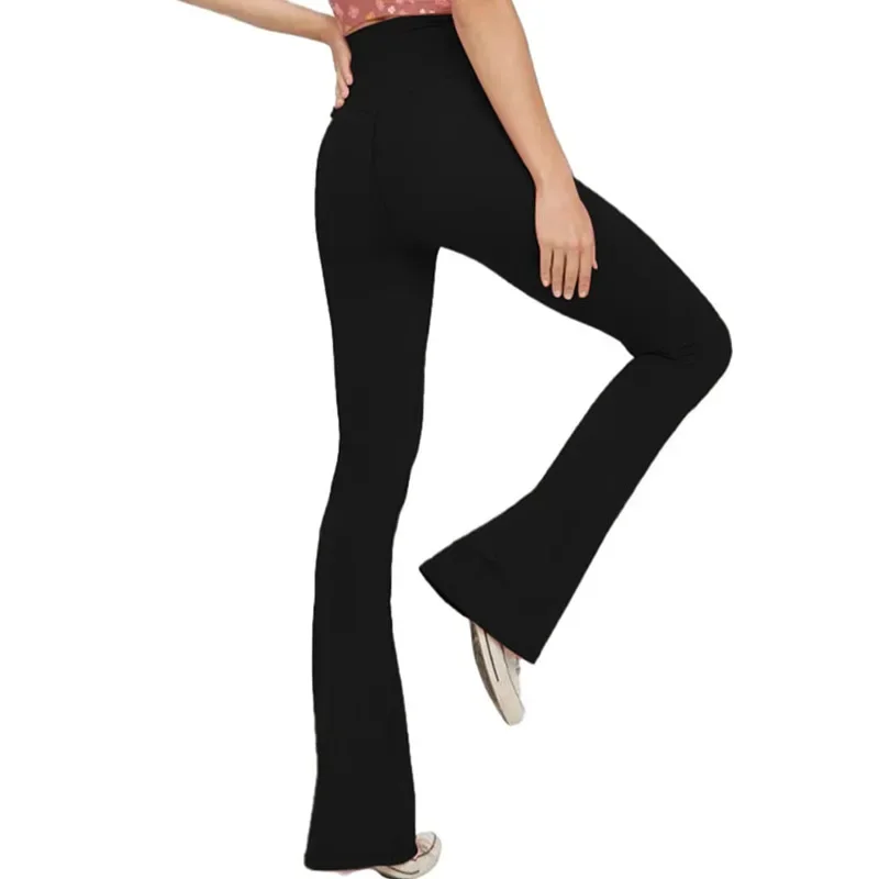 High Elastic V Waist Wide Leg Flared Pants Women Leggings High Waist Gym Workout Fashion Solid Hip Liftting Leggings Yoga Pants