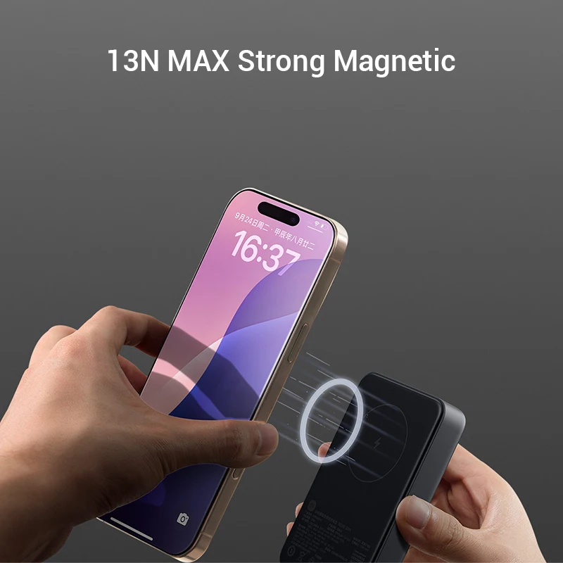 باور بانك لاسلكي مغناطيسي من Xiaomi 10000 كابل مدمج 33 وات USB-C 7.5 وات شحن لاسلكي Qi لهاتف iPhone 16 15 Xiaomi 15 14
